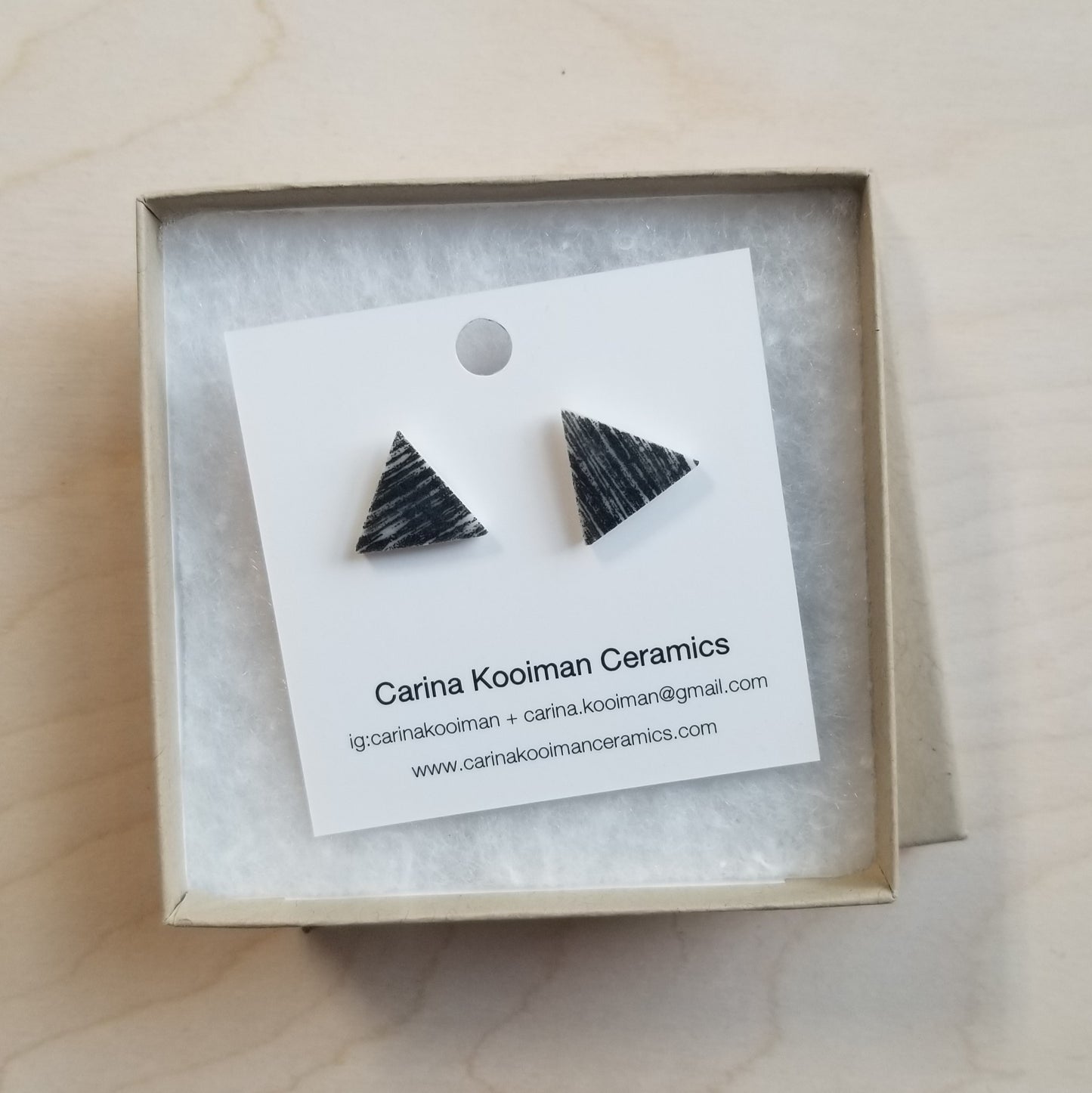 Black Printed Triangle Stud