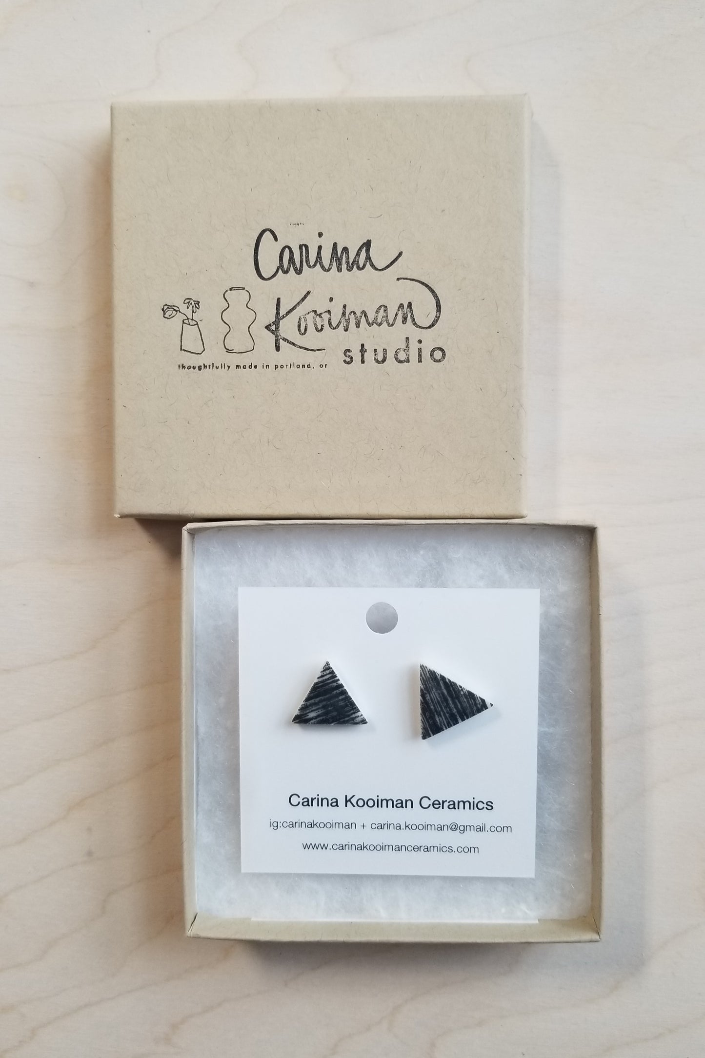 Black Printed Triangle Stud