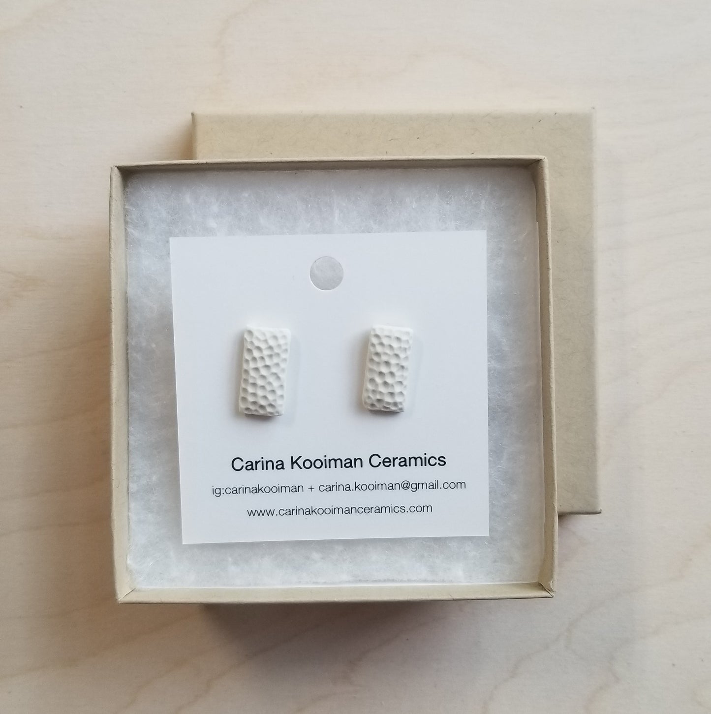 Dimpled White Rectangle Stud