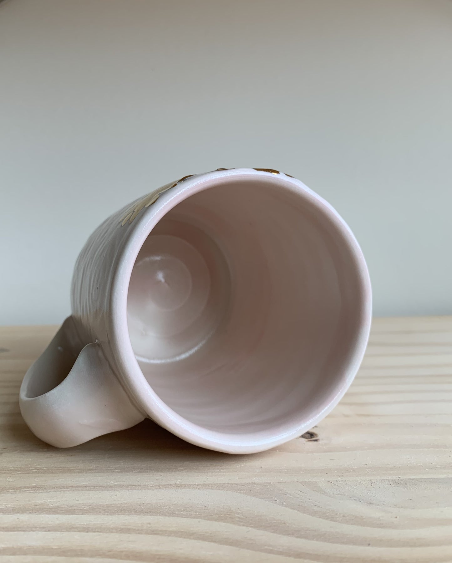Pink Embossed Mug with Yellow Gold