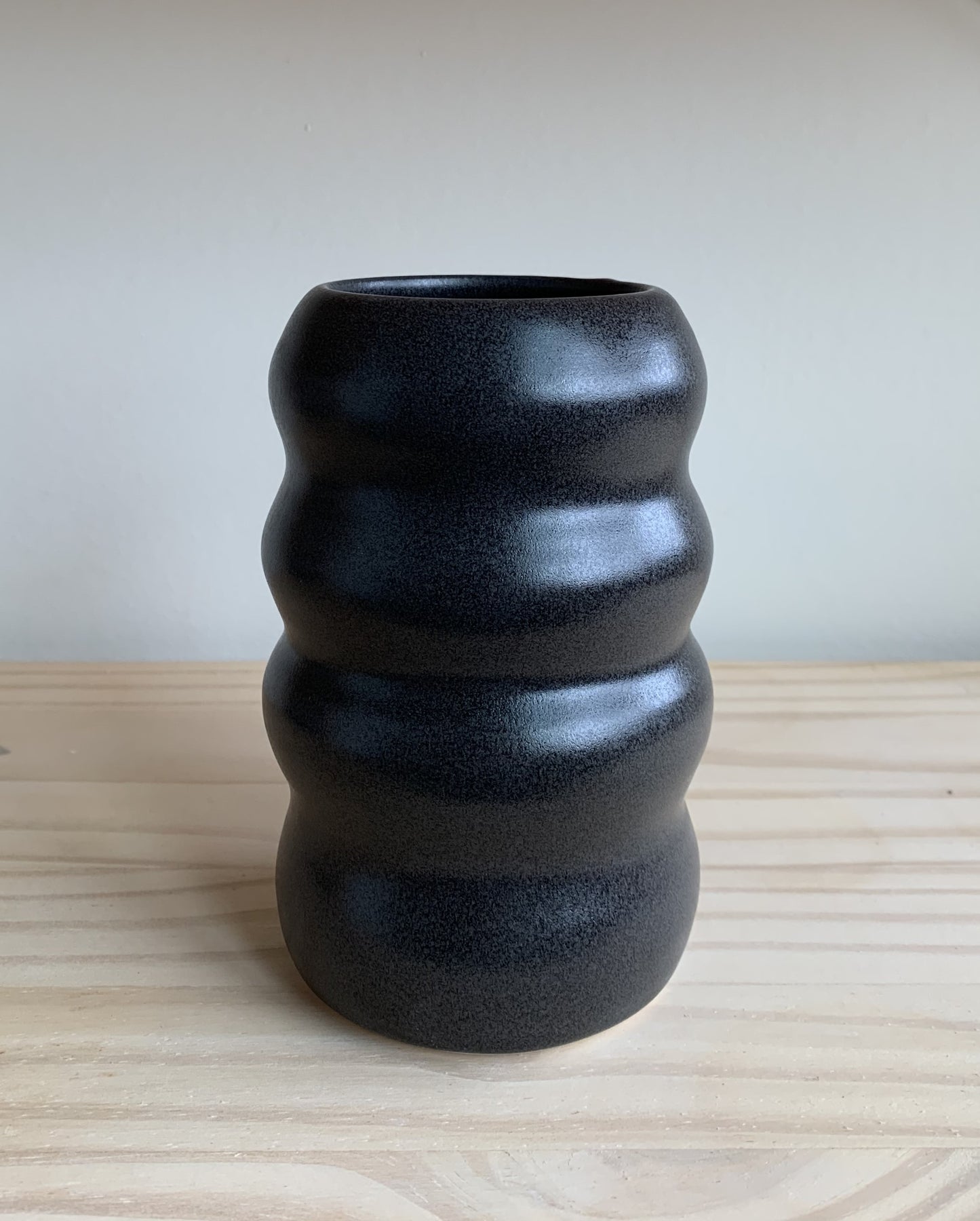 Black Bubble Vase with White Gold