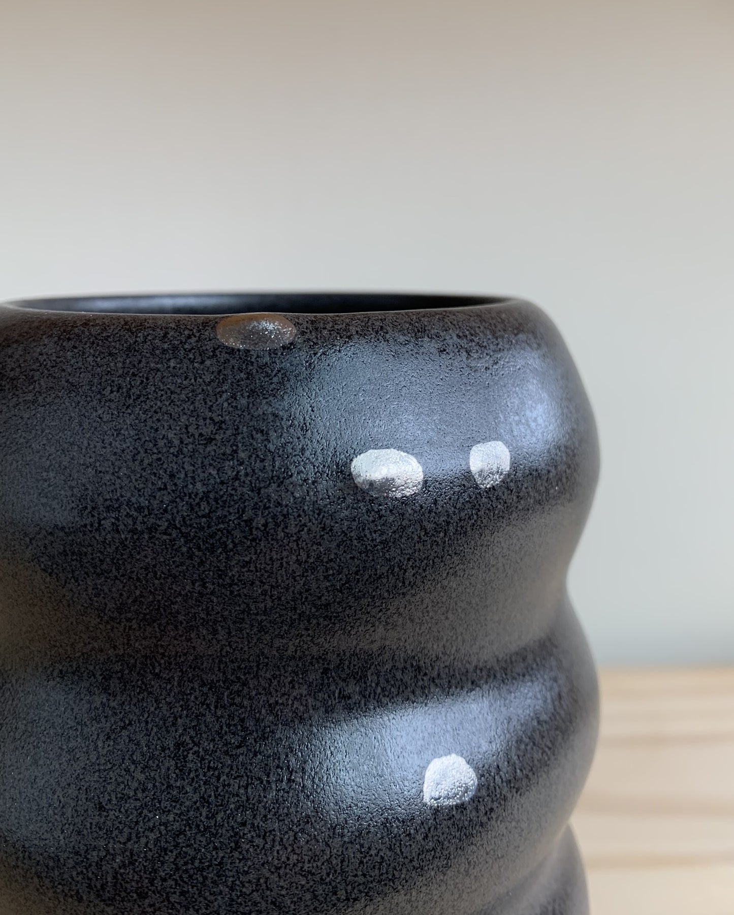 Black Bubble Vase with White Gold