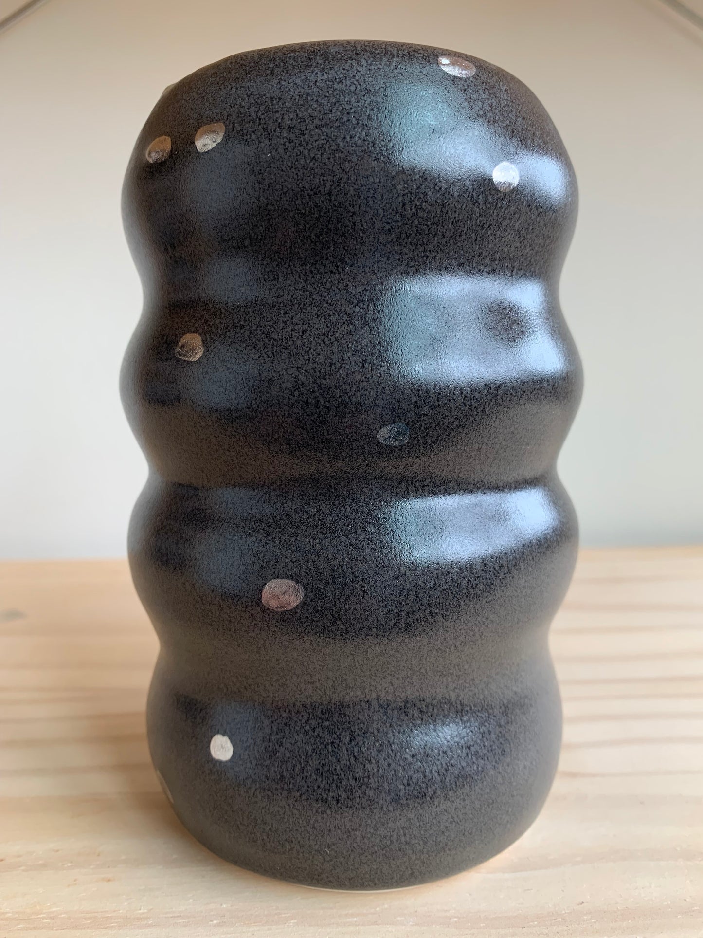 Black Bubble Vase with White Gold