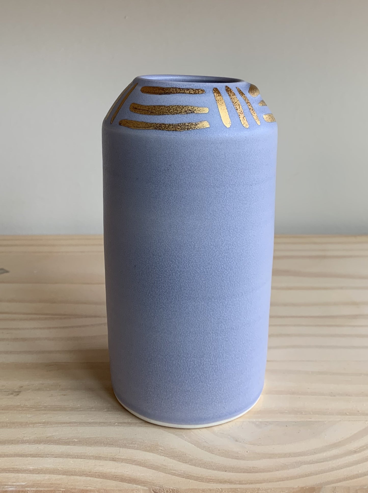 Lavendar Column Vase with Yellow Gold