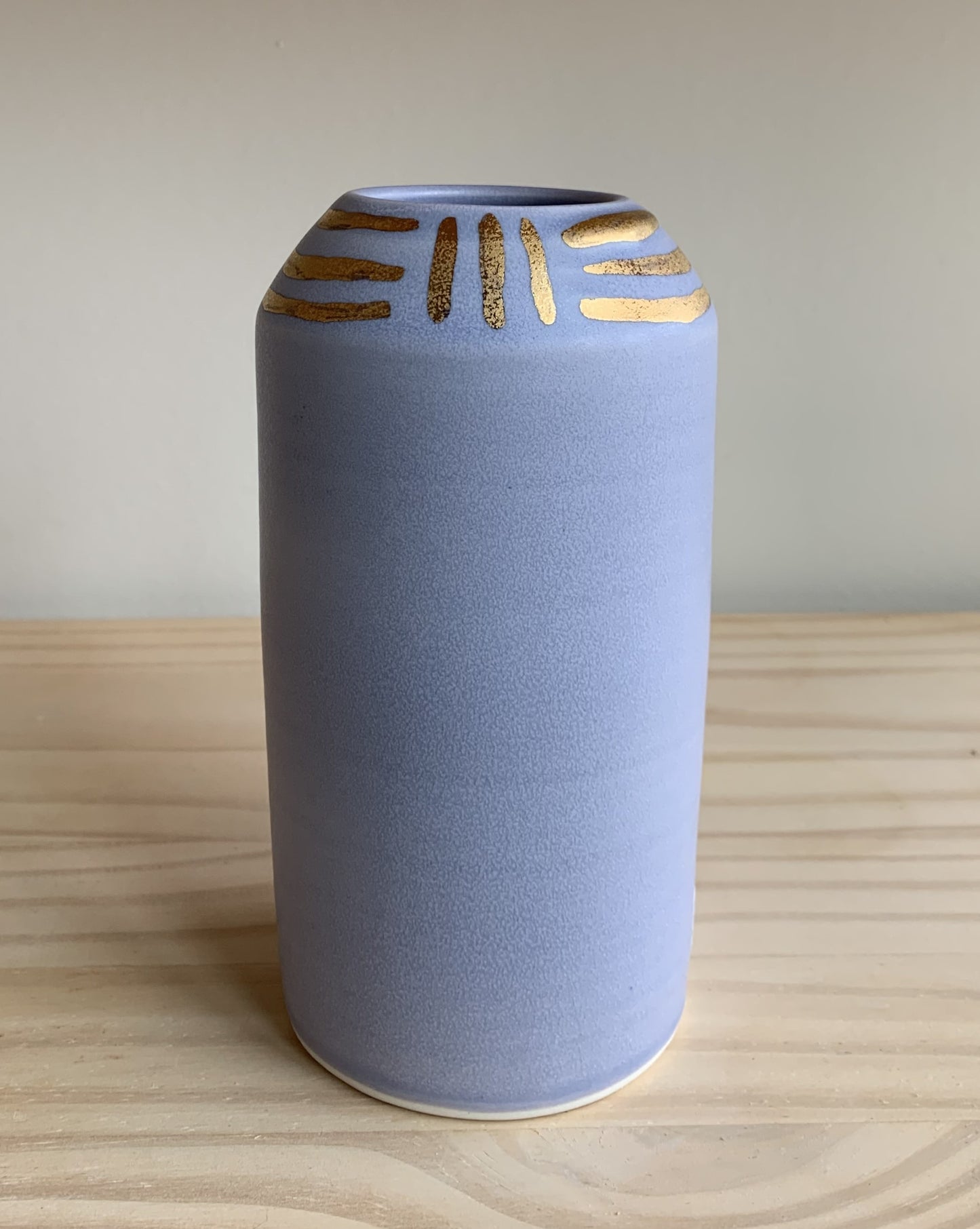 Lavendar Column Vase with Yellow Gold