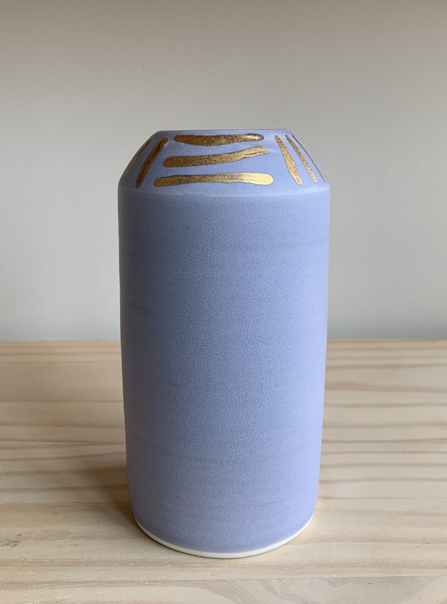 Lavendar Column Vase with Yellow Gold