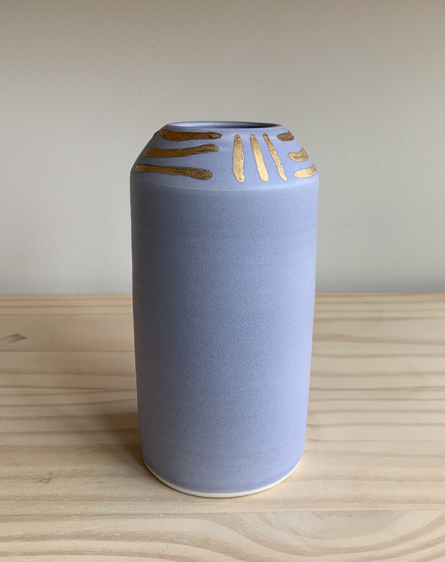 Lavendar Column Vase with Yellow Gold
