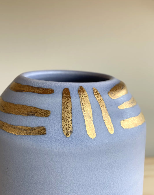Lavendar Column Vase with Yellow Gold