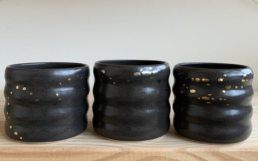 Black Wavy Cups with Yellow or White Gold