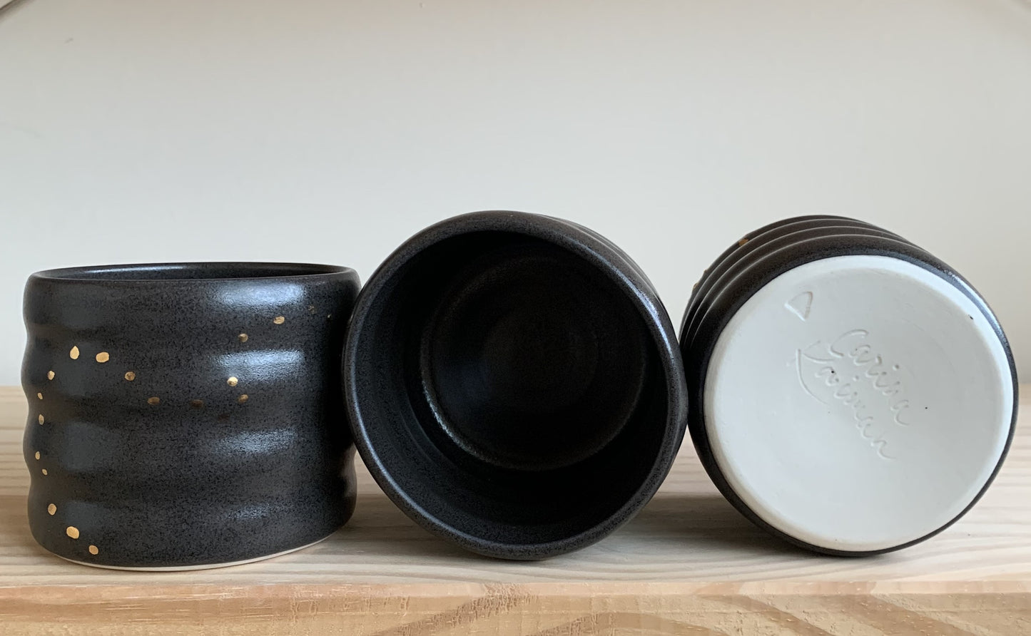 Black Wavy Cups with Yellow or White Gold