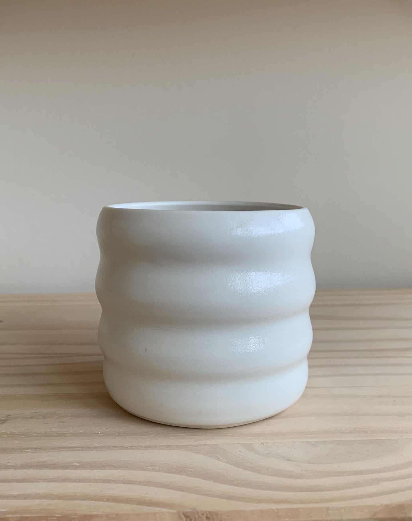 White Wavy Cup with White Gold