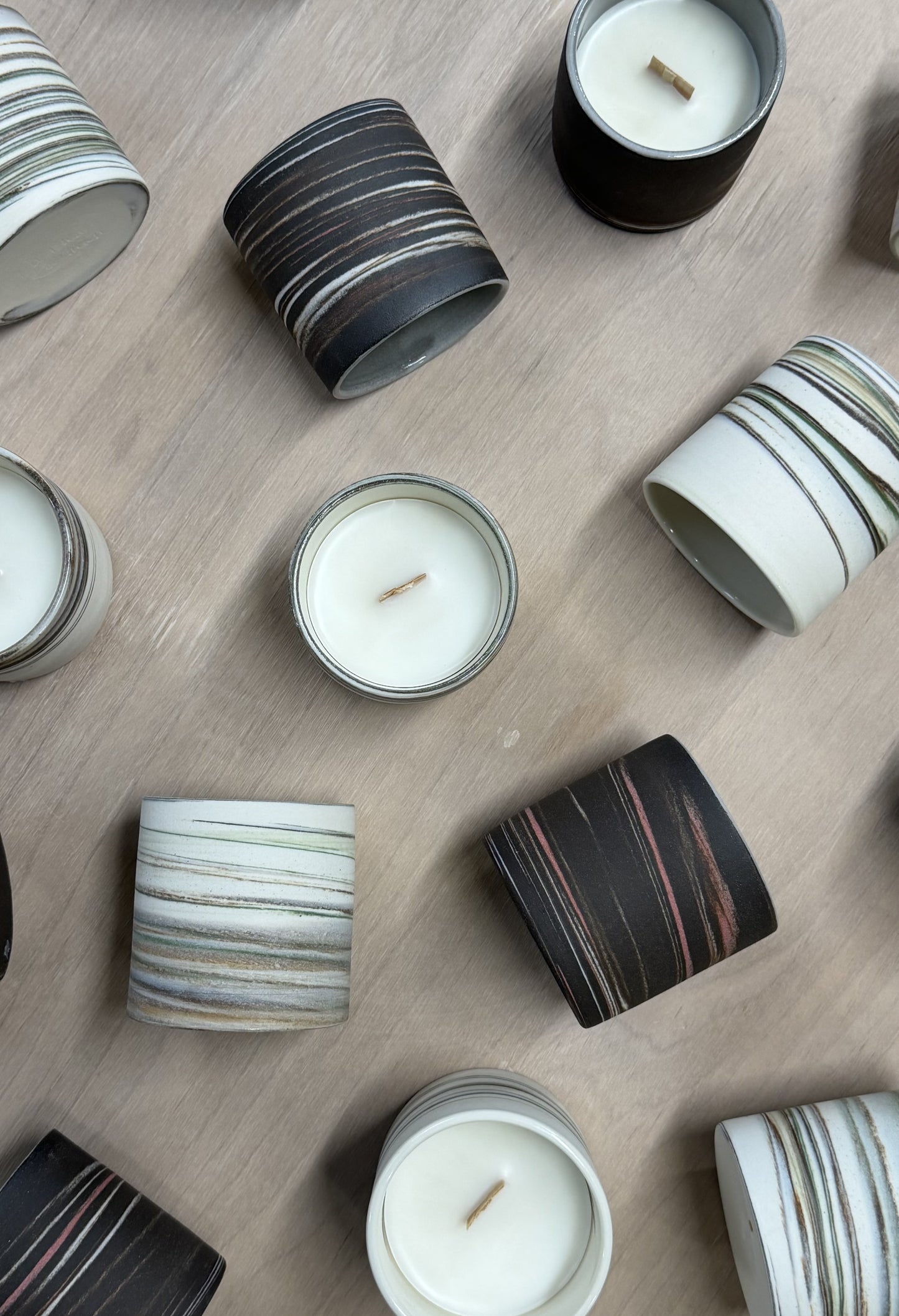 Forest Green Marbled Candles - Winter Orchard