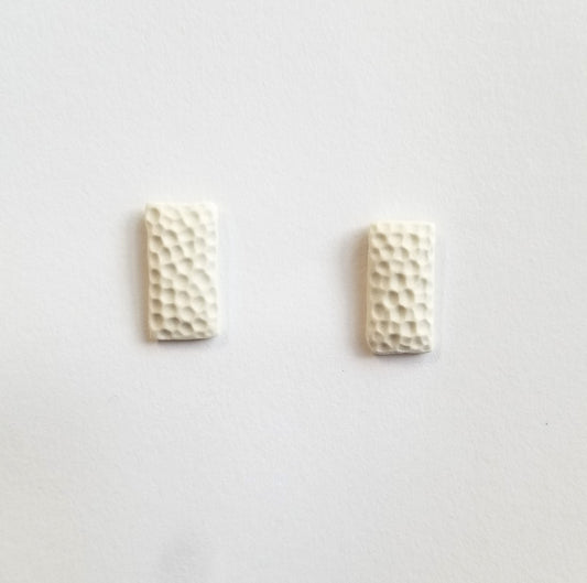 Dimpled White Rectangle Stud