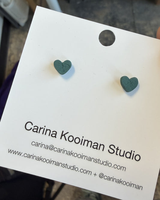 Teal Heart Stud Earrings