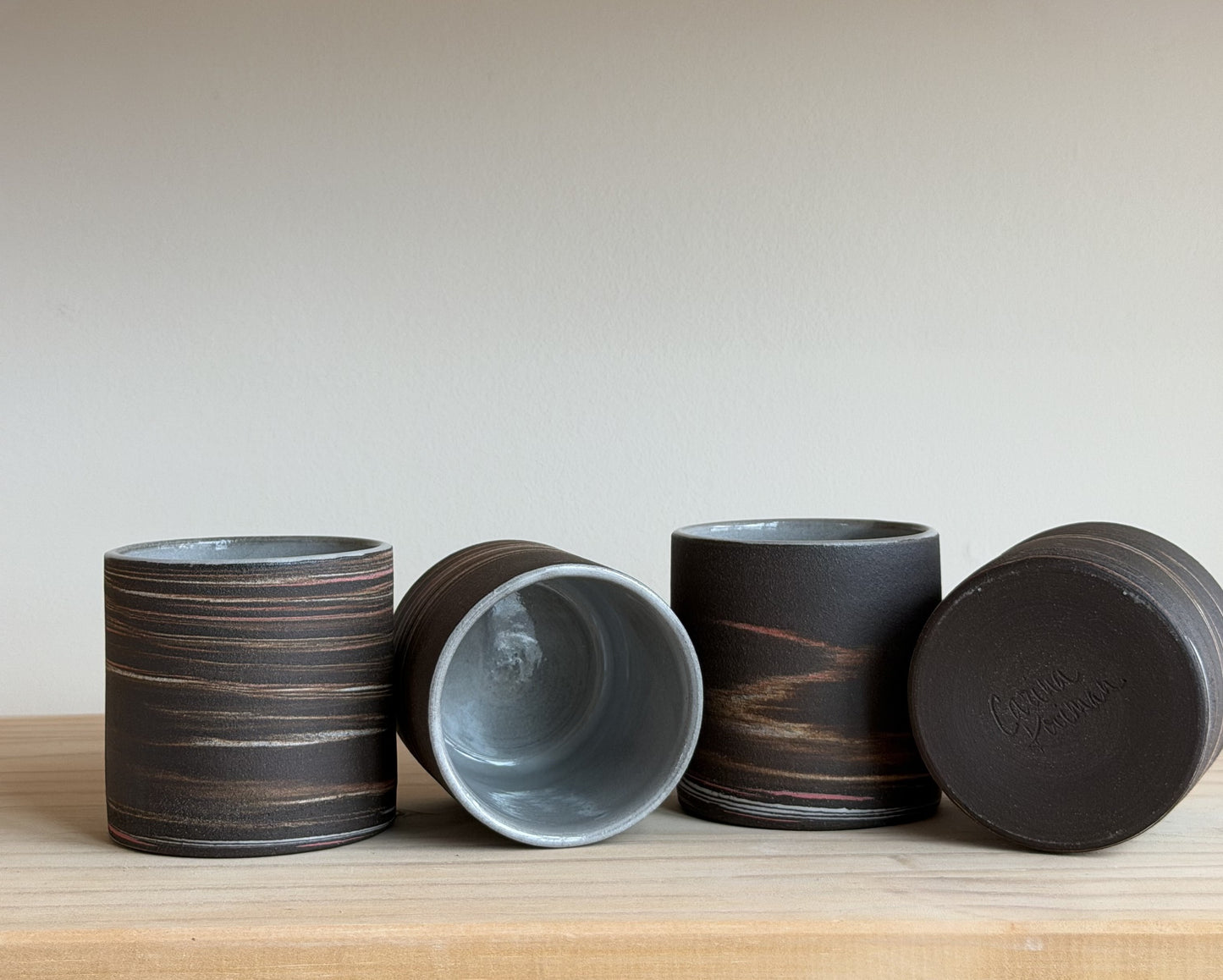 Deep Brown Marbled Candles - Cedar & Sea