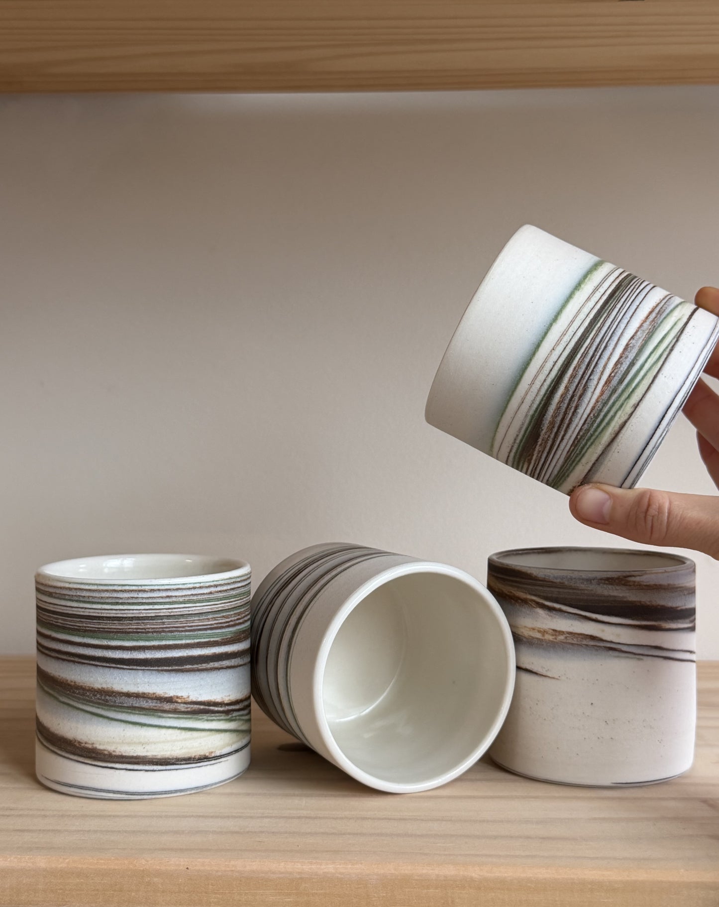 Forest Green Marbled Candles - Winter Orchard