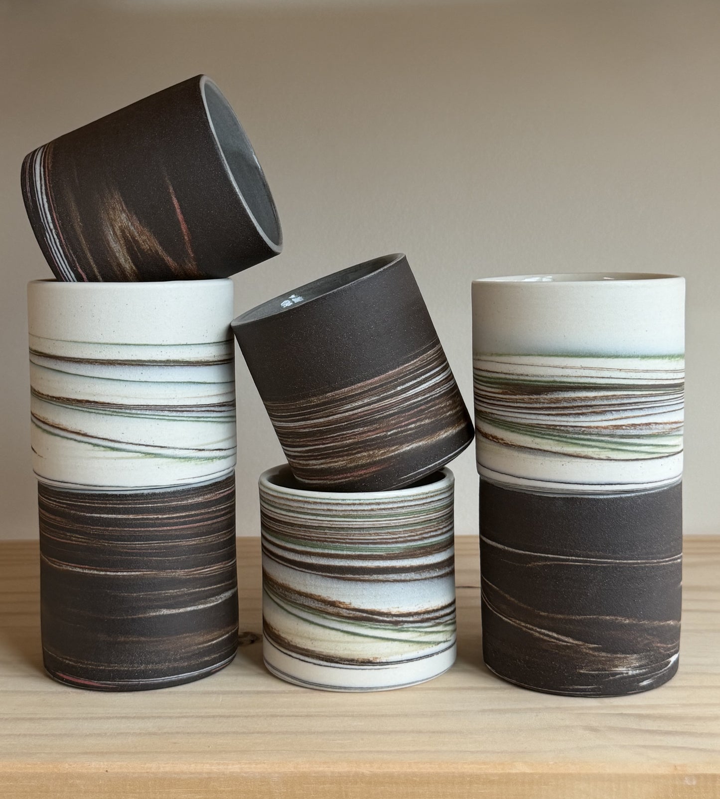 Deep Brown Marbled Candles - Cedar & Sea