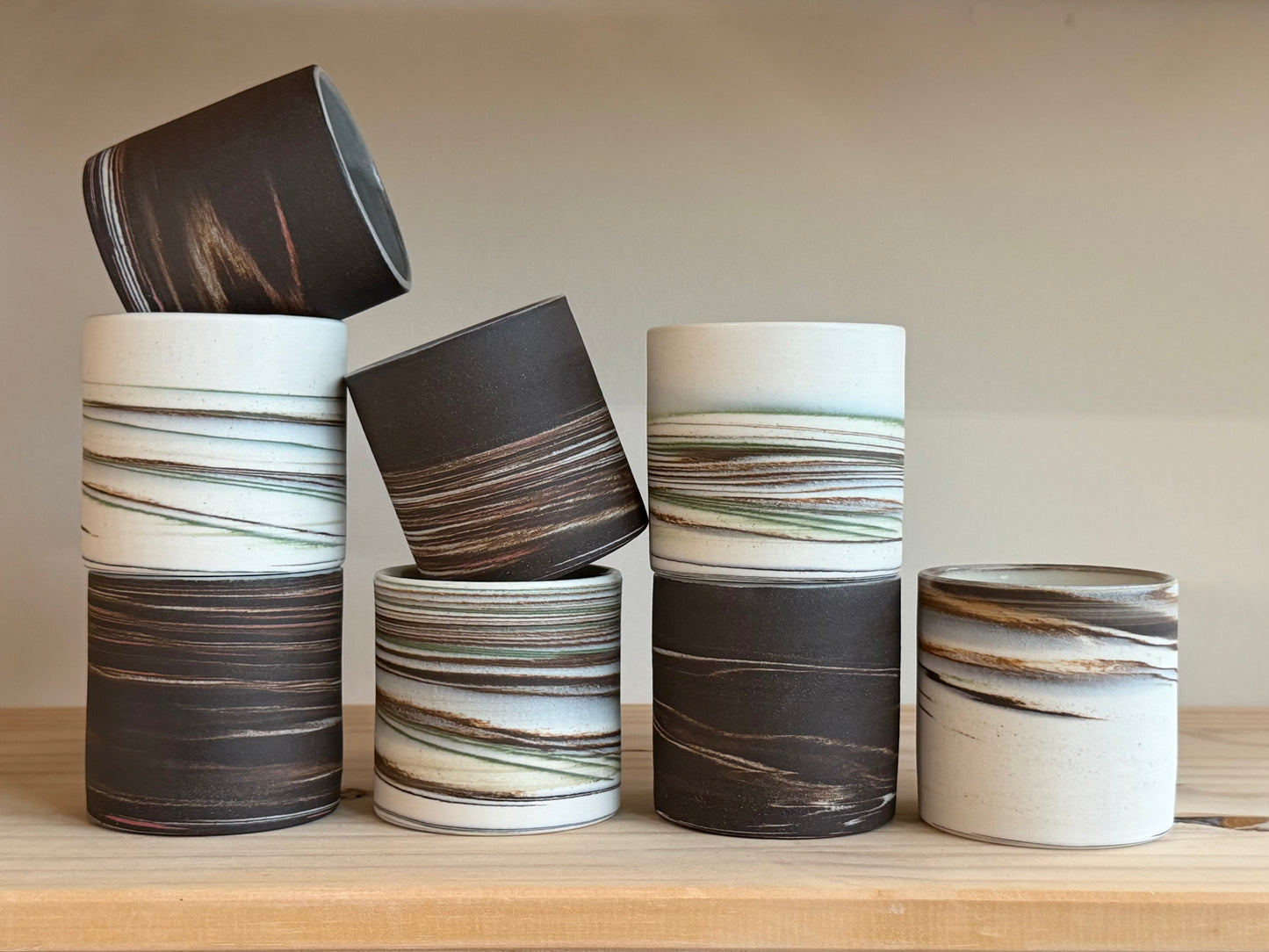 Deep Brown Marbled Candles - Cedar & Sea