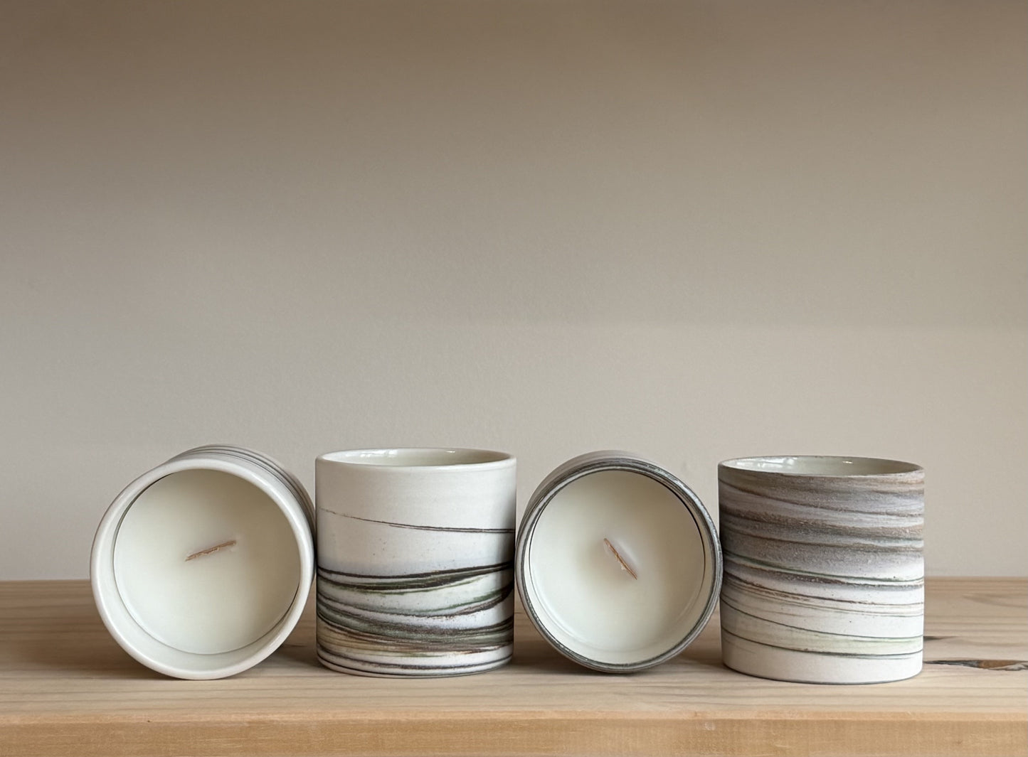 Forest Green Marbled Candles - Winter Orchard