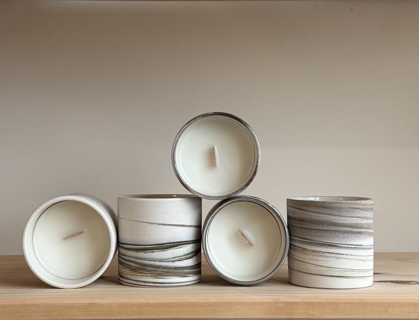 Forest Green Marbled Candles - Winter Orchard