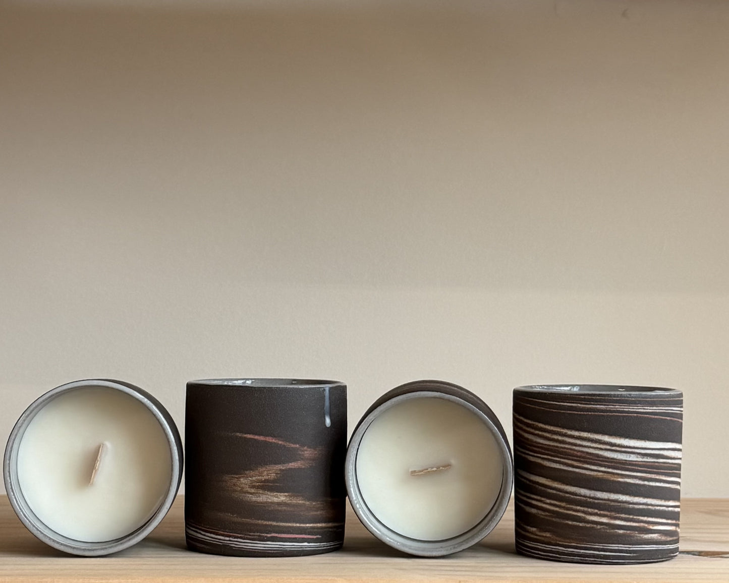 Deep Brown Marbled Candles - Cedar & Sea
