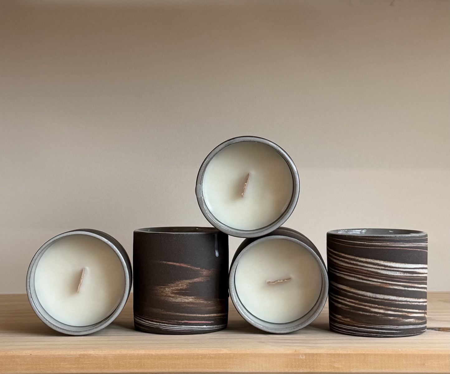 Deep Brown Marbled Candles - Cedar & Sea