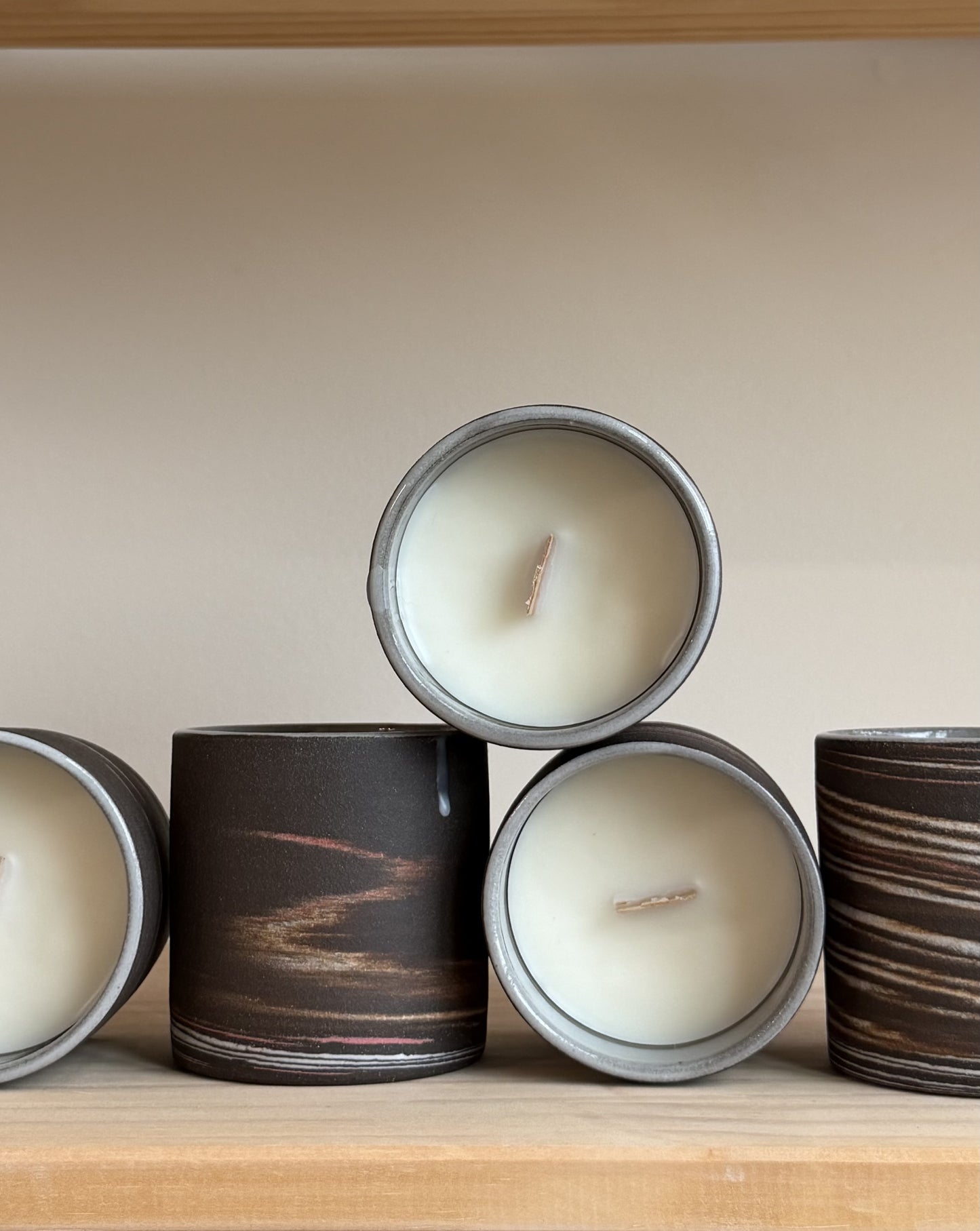 Deep Brown Marbled Candles - Cedar & Sea