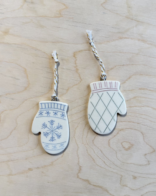 Knit Snowflake Mitten Ornament