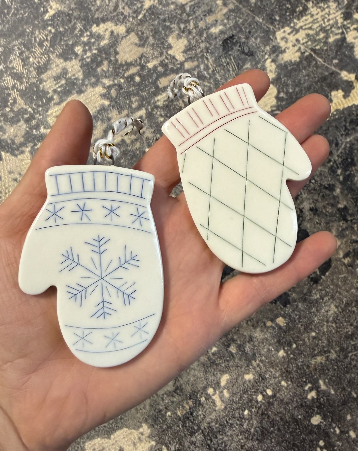 Knit Snowflake Mitten Ornament