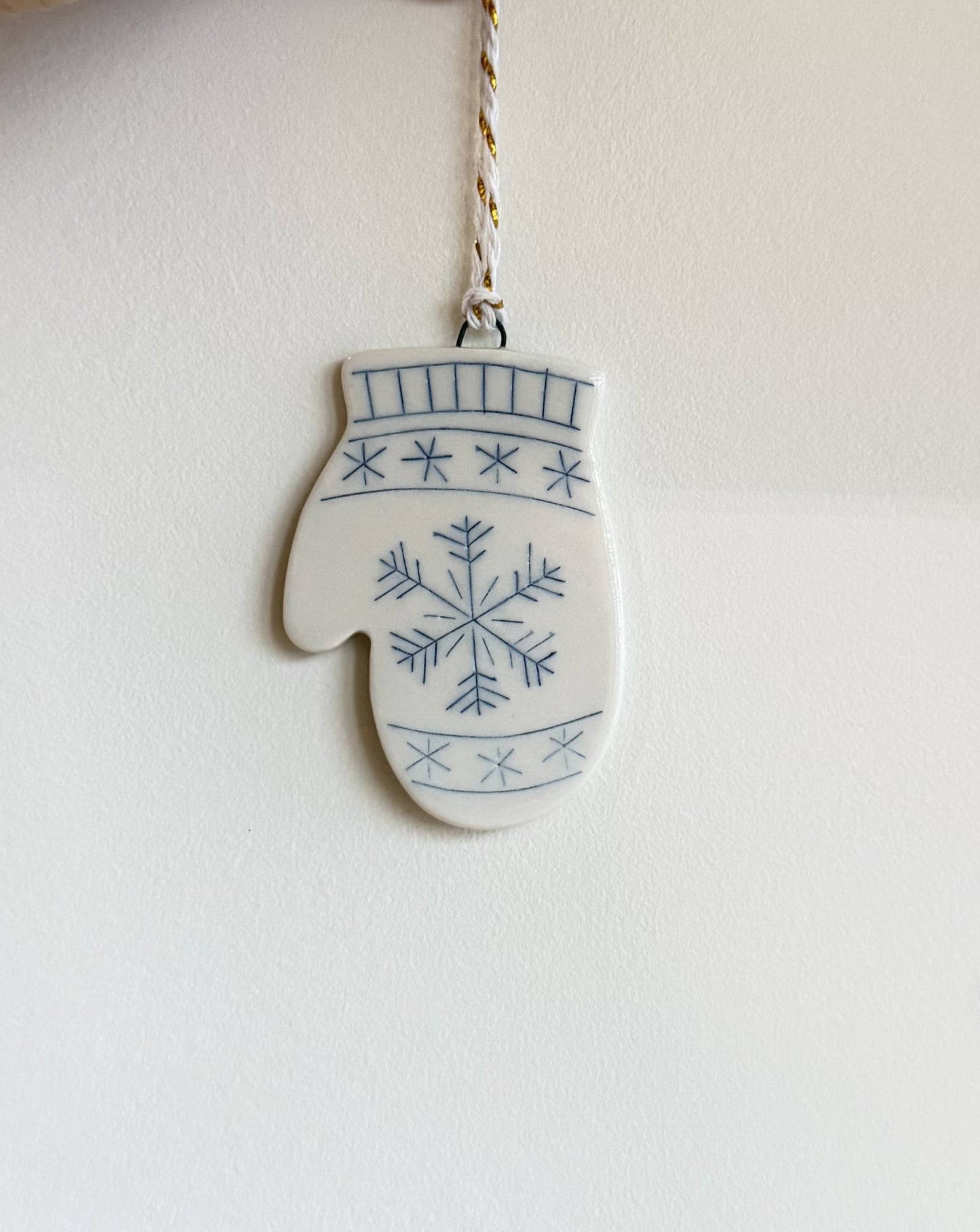 Knit Snowflake Mitten Ornament