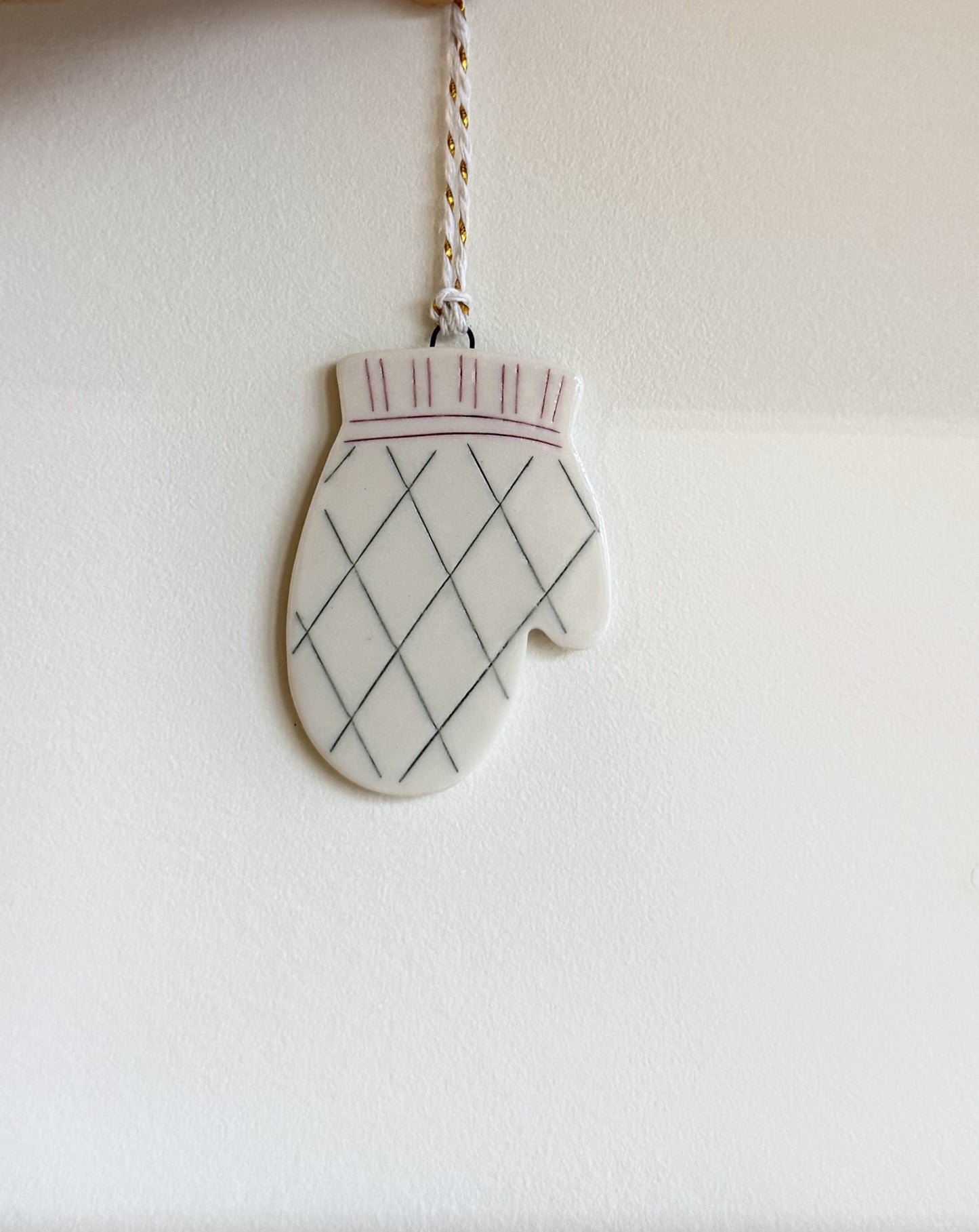 Argyle Mitten Ornament